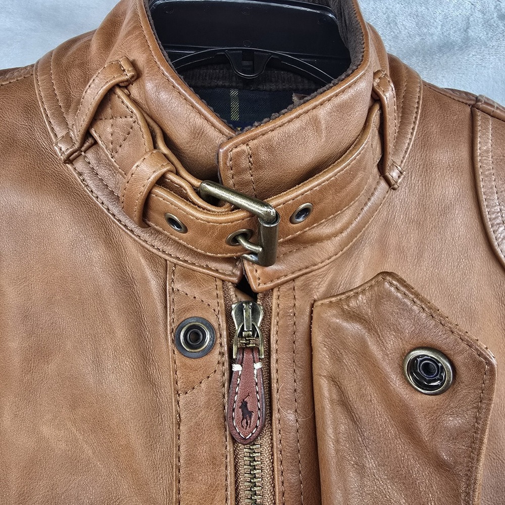 Polo Ralph Lauren‎ SOUTHBURY MENS BROWN CALF LEATHER MOTORCYCLE JACKET Medium - Picture 5 of 16